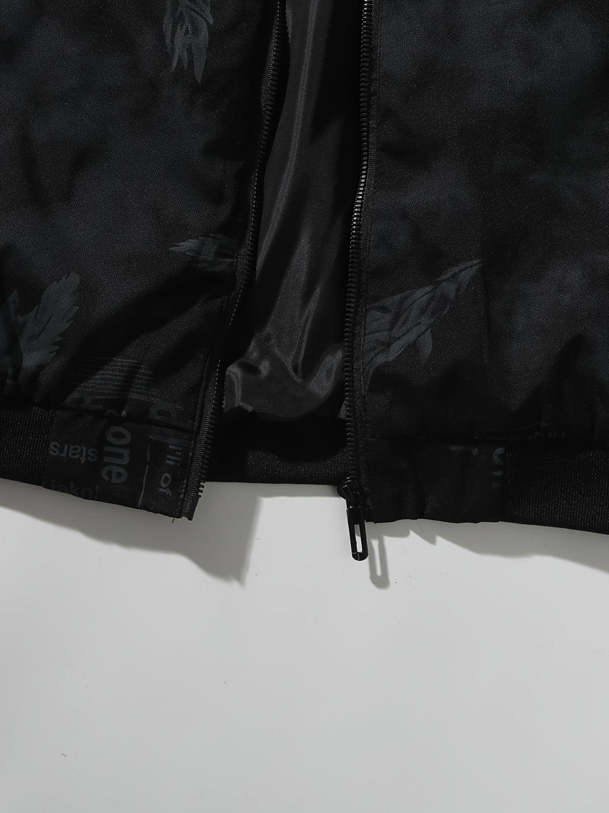 Men’s Feather Print Track Jacket – Zip-Up Baseball Collar Street Coat
