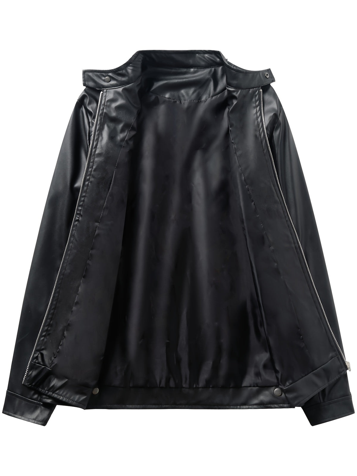 Men’s Windproof PU Jacket – Stand Collar Motorcycle Street Coat