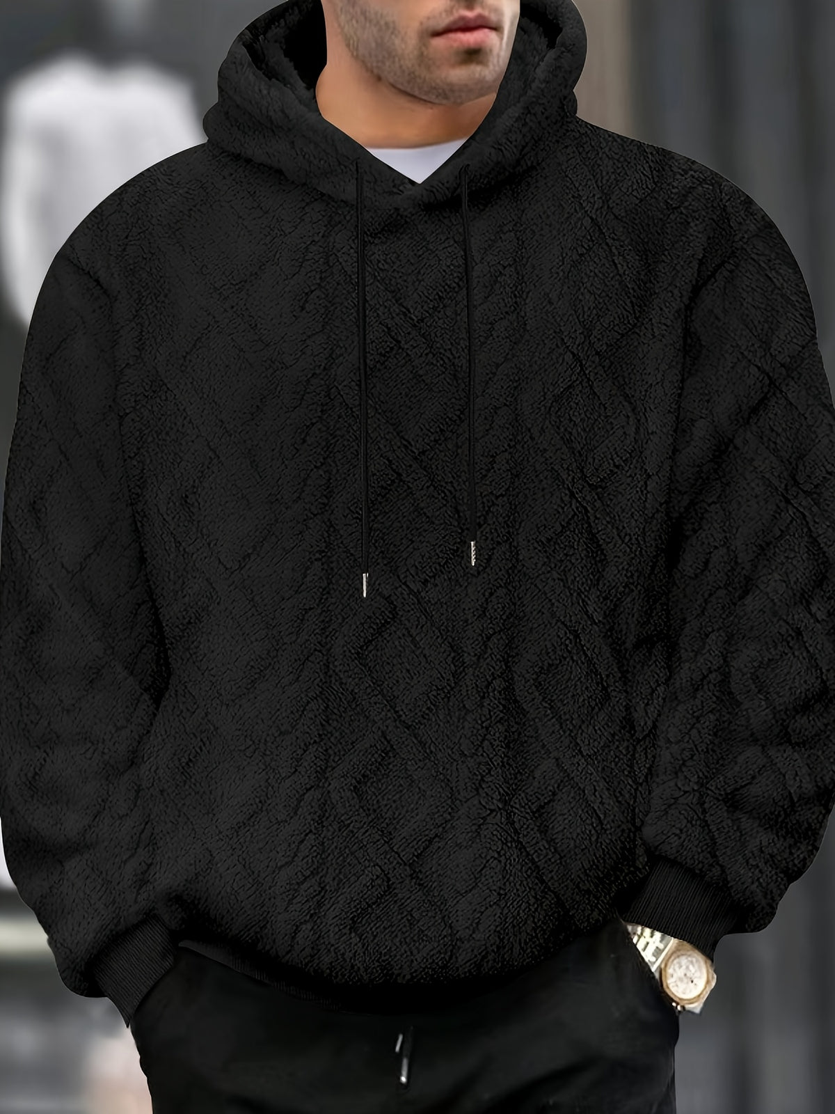 Men’s Casual Hooded Sweatshirt – Solid Color Slight Stretch Pullover