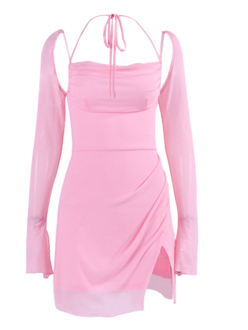 Backless Halter Midi Dress – Elegant Solid Color Summer Dress