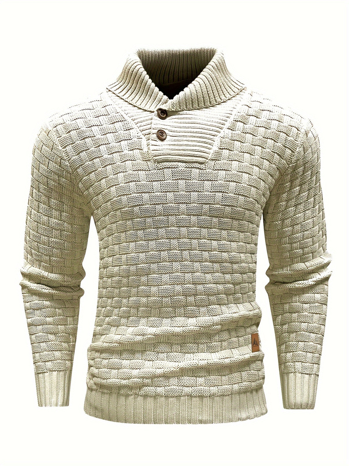 Pull en tricot gaufré pour homme – Grande élasticité avec col à revers