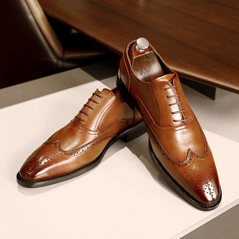 Chaussures Richelieu en cuir véritable pour hommes Loom & Soul™ – Chaussures habillées à semelle en caoutchouc antidérapante pour les affaires et les tenues formelles