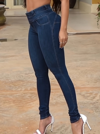 Jeans skinny taille haute femme – Denim stretch effet rehausse-fesses