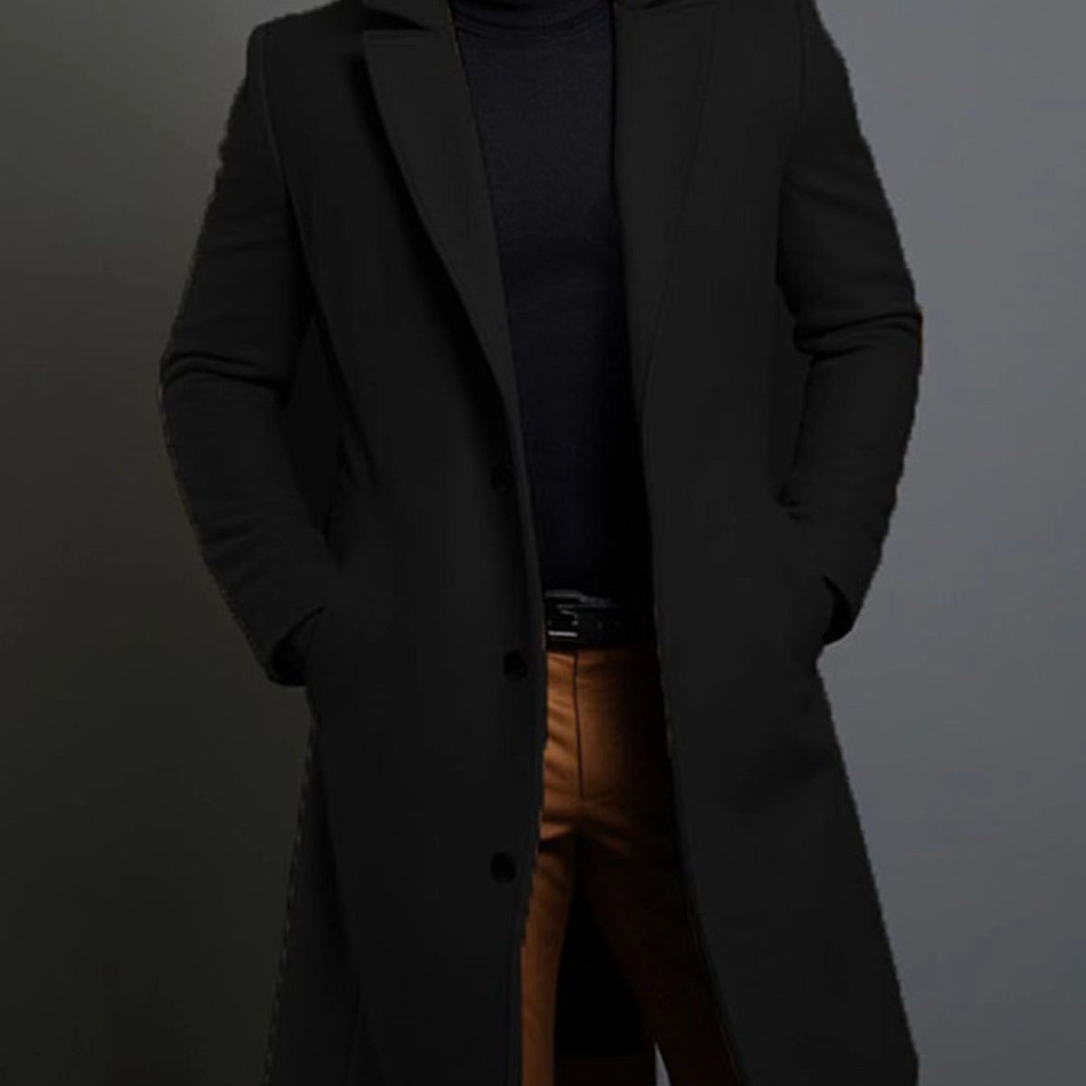 Men’s Classic Lapel Coat – Single Breasted Winter Jacket