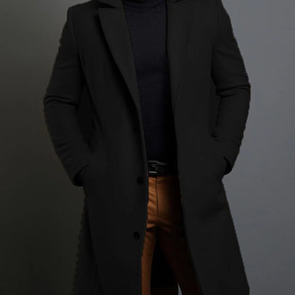 Men’s Classic Lapel Coat – Single Breasted Winter Jacket