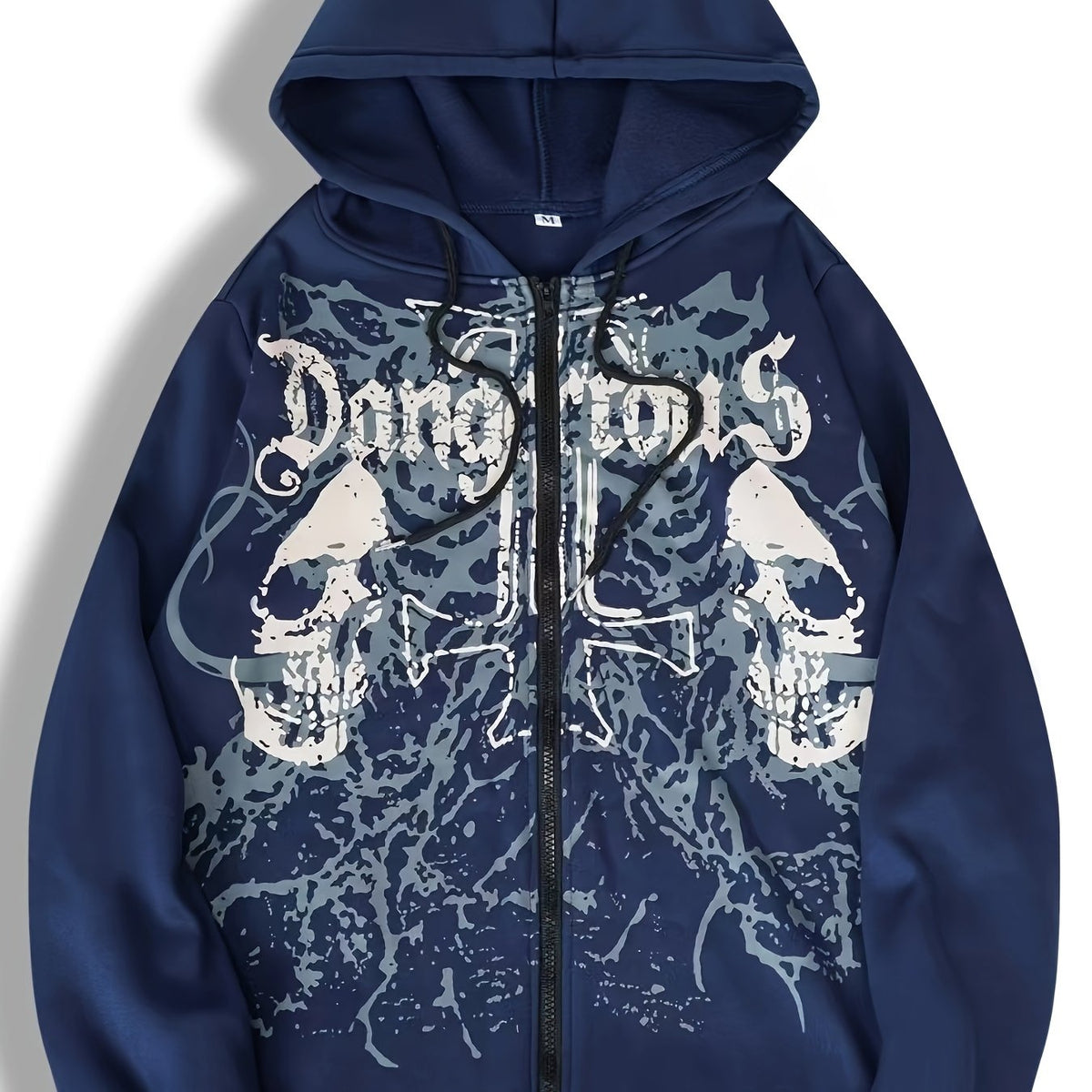 Veste à capuche pour hommes avec imprimé tête de mort – Sweat à capuche zippé décontracté automne/hiver