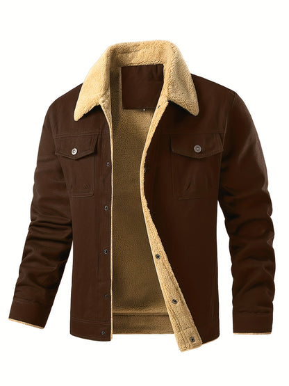 Men’s Fleece-Lined Workwear Jacket – Sherpa Collar Coat