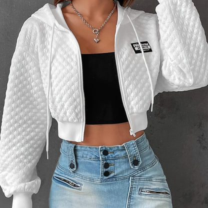 Sweat à capuche élégant à lettres pour femme – Pull court de rue rouge et noir