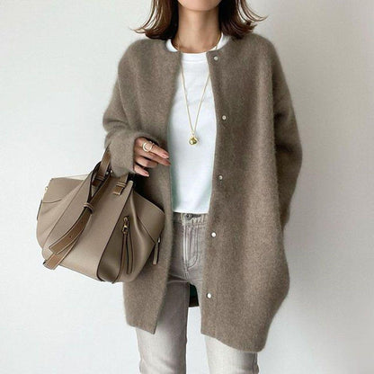 Loom & Soul™ Women’s Knitted Cardigan – Solid Color Slim Fit Single-Breasted Jacket