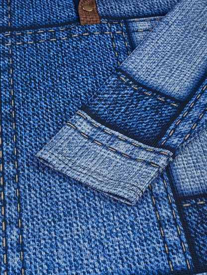 Haut pour homme Henry géométrique – T-shirt décontracté à manches longues et col rond