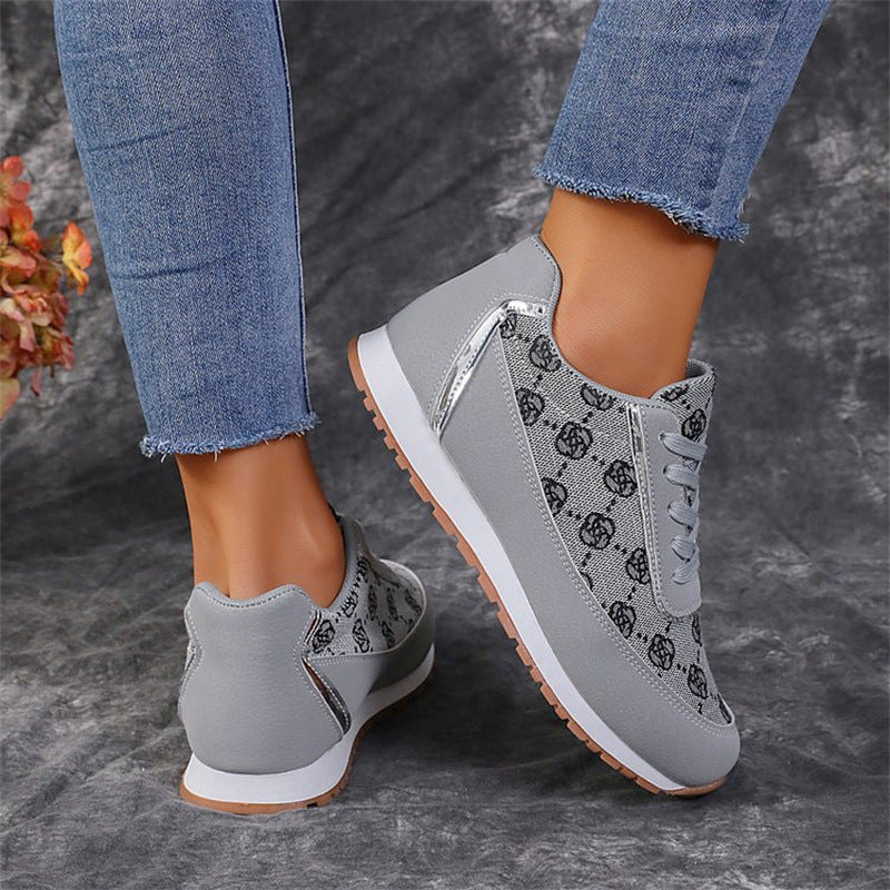 Baskets à lacets imprimé floral Loom & Soul pour femme – Chaussures de marche et de course légères en PU décontractées
