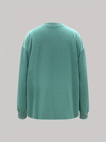 Sweat-shirt Femme Décontracté Col Rond Teal Motif Soleil Graphique