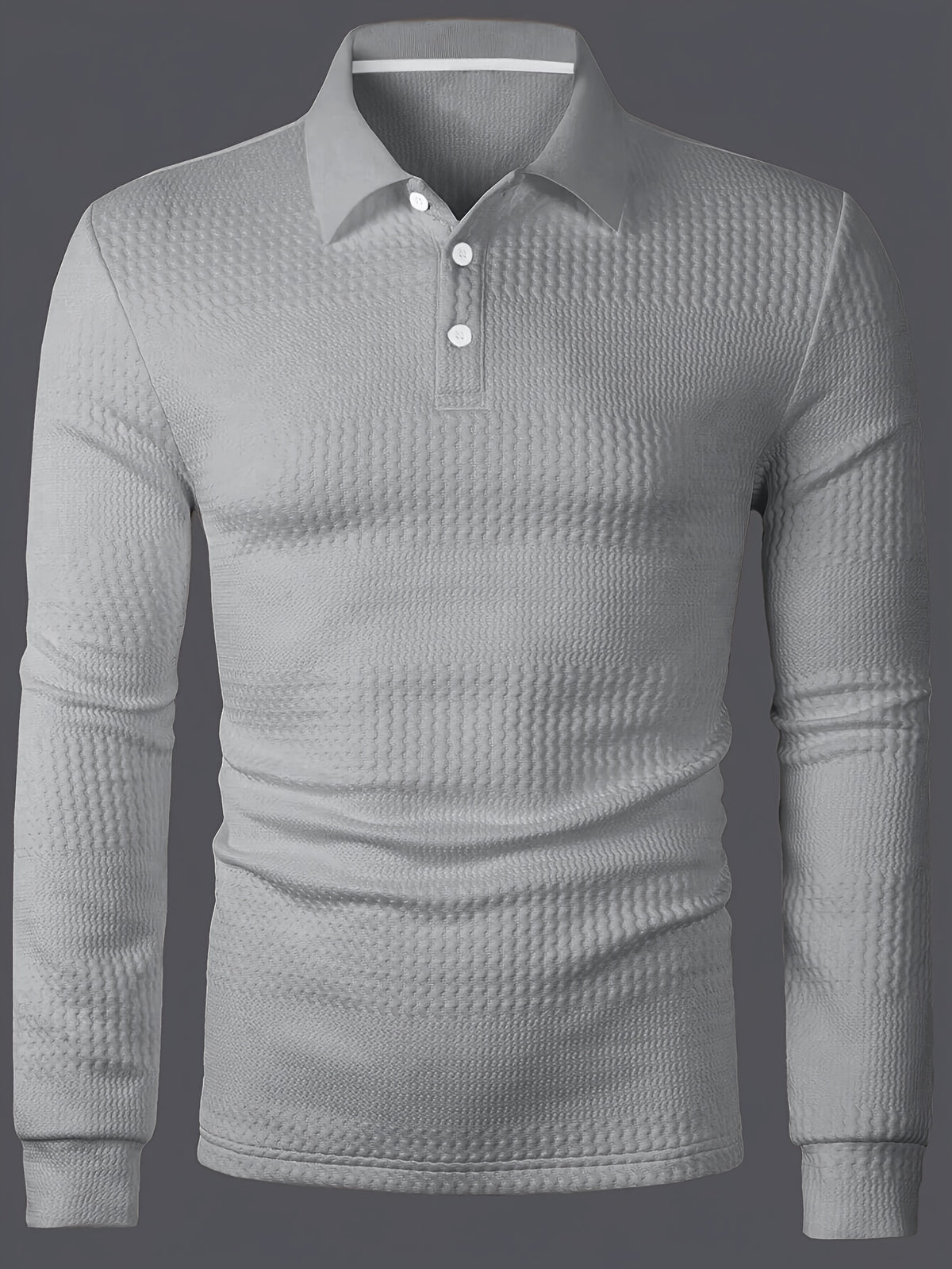 Men’s Summer Jacquard Lapel Shirt – Slim Fit Short Sleeve Polo