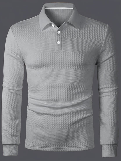 Men’s Summer Jacquard Lapel Shirt – Slim Fit Short Sleeve Polo