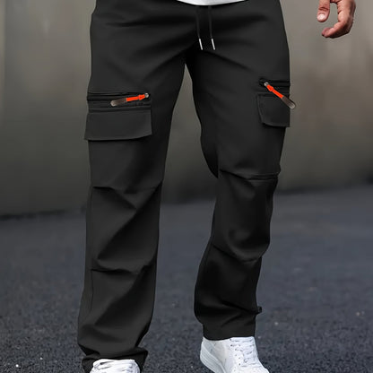 Men’s Cargo Pants – Loose Straight-Leg Multi-Pocket Street Trousers