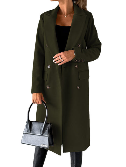 Manteau long à revers croisé Loom & Soul™ – Veste d'hiver longue et ajustée pour femme pour un style urbain chic et sans effort