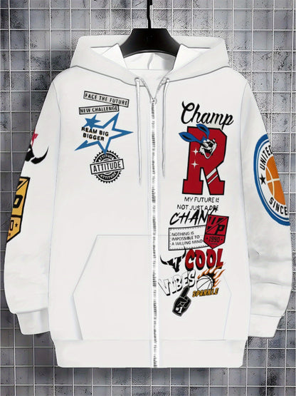 Loom & Soul Men’s Lightweight Zip Hoodie – Sporty Graphic Outdoor Jacket