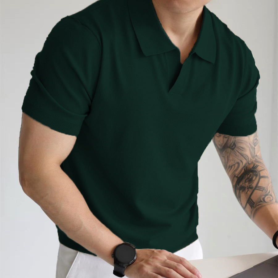 Men’s Summer Lapel T-Shirt – Lightweight Slim Fit Casual Tee