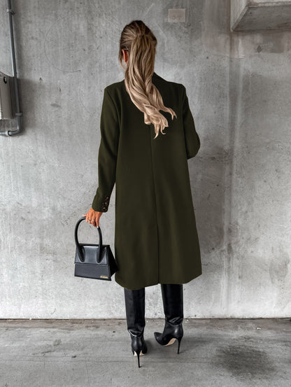 Manteau long à revers croisé Loom & Soul™ – Veste d'hiver longue et ajustée pour femme pour un style urbain chic et sans effort