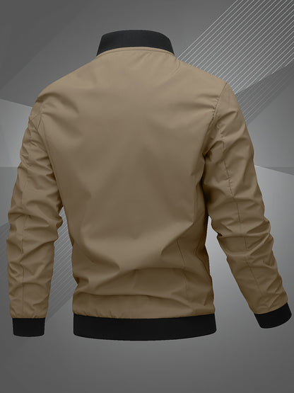 Men’s Letter Embroidered Bomber Jacket – Sporty Casual Streetwear
