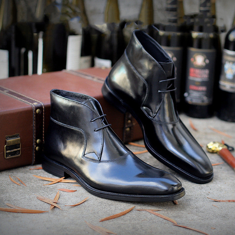 Bottes Martin en cuir véritable Loom & Soul™ pour hommes – Bottes tendance en peau de vache avec talon épais antidérapant et confort respirant