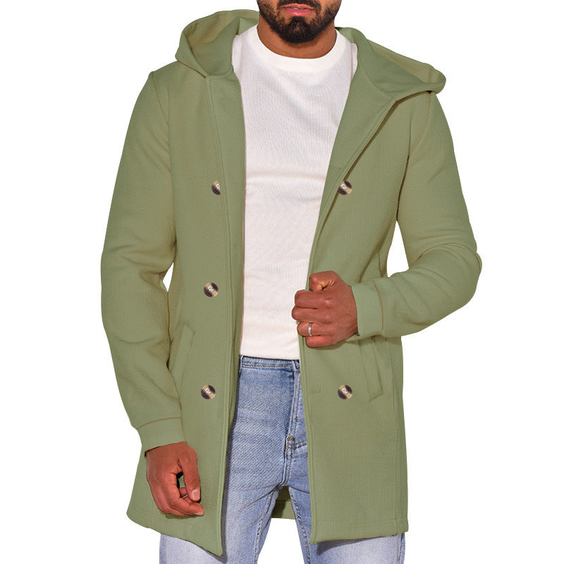 Trench-coat en laine slim pour homme avec capuche – Un style polyvalent pour toutes les saisons
