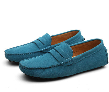 Loom & Soul Men’s Casual Leather Shoes – Genuine Cowhide Upper, Pigskin Lining, Anti-Skid Rubber Sole, Round Toe Slip-On Comfort
