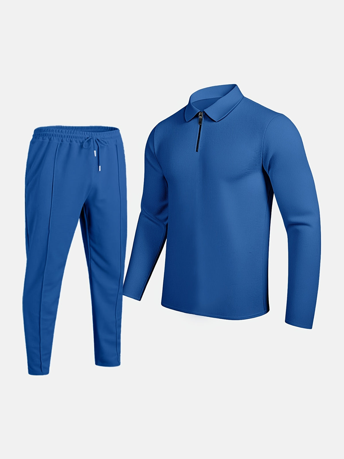 Ensemble décontracté léger pour homme – Haut et pantalon à revers et demi-fermeture éclair