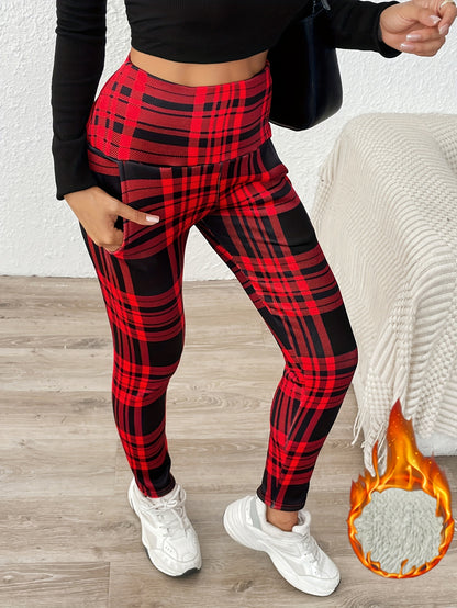 Legging droit taille haute doublé polaire pour femme – Hiver douillet