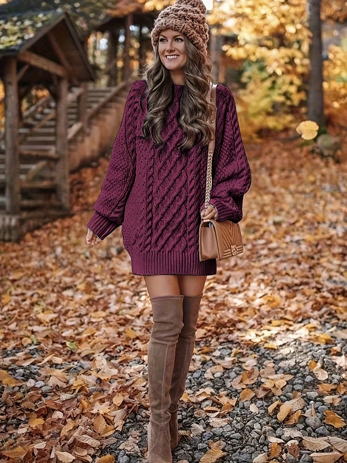 Pull Vika femme – Col rond ample en maille mi-longue