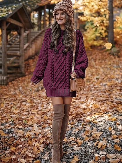 Pull Vika femme – Col rond ample en maille mi-longue