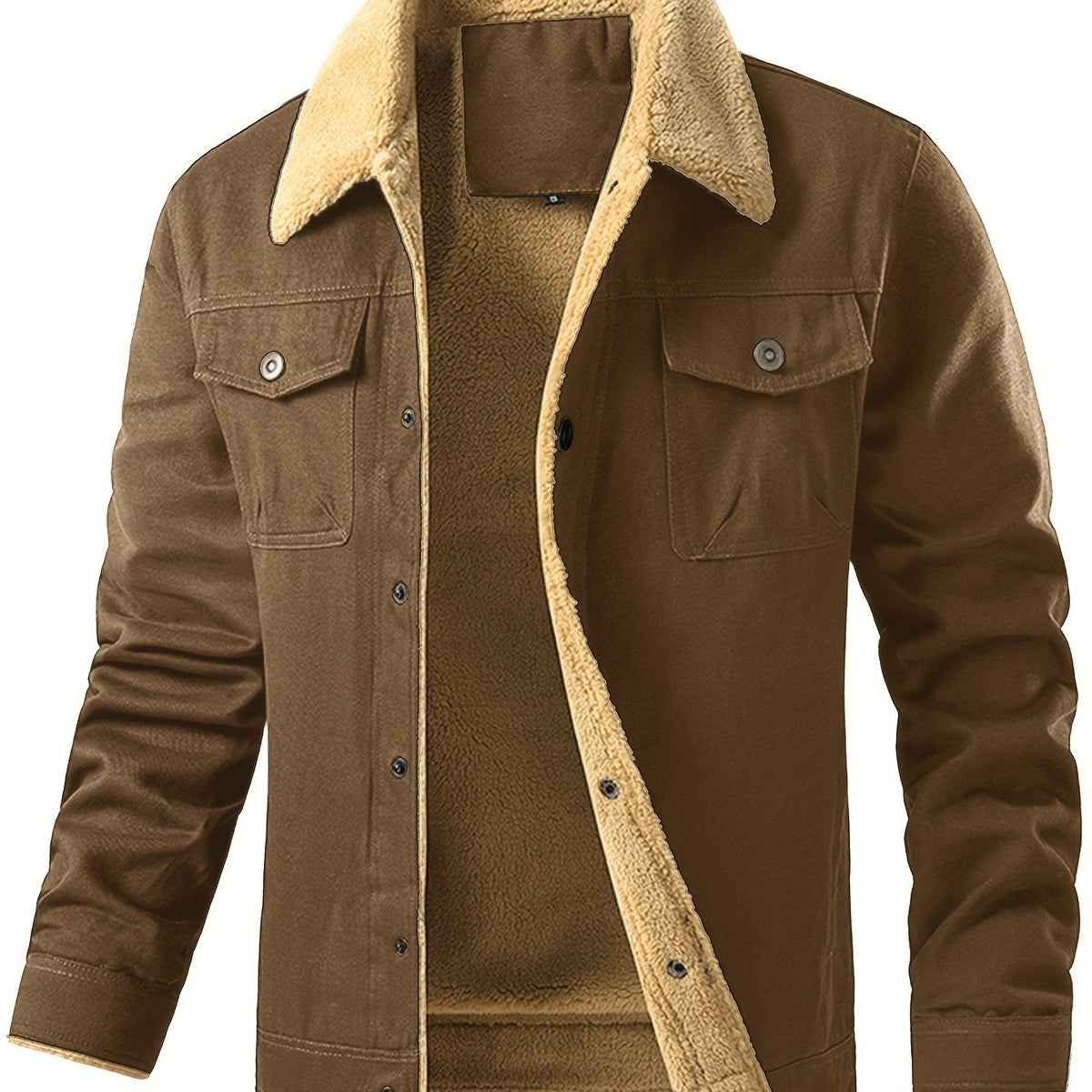 Men’s Fleece-Lined Workwear Jacket – Sherpa Collar Coat