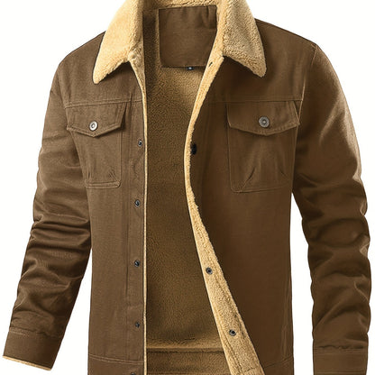 Men’s Fleece-Lined Workwear Jacket – Sherpa Collar Coat