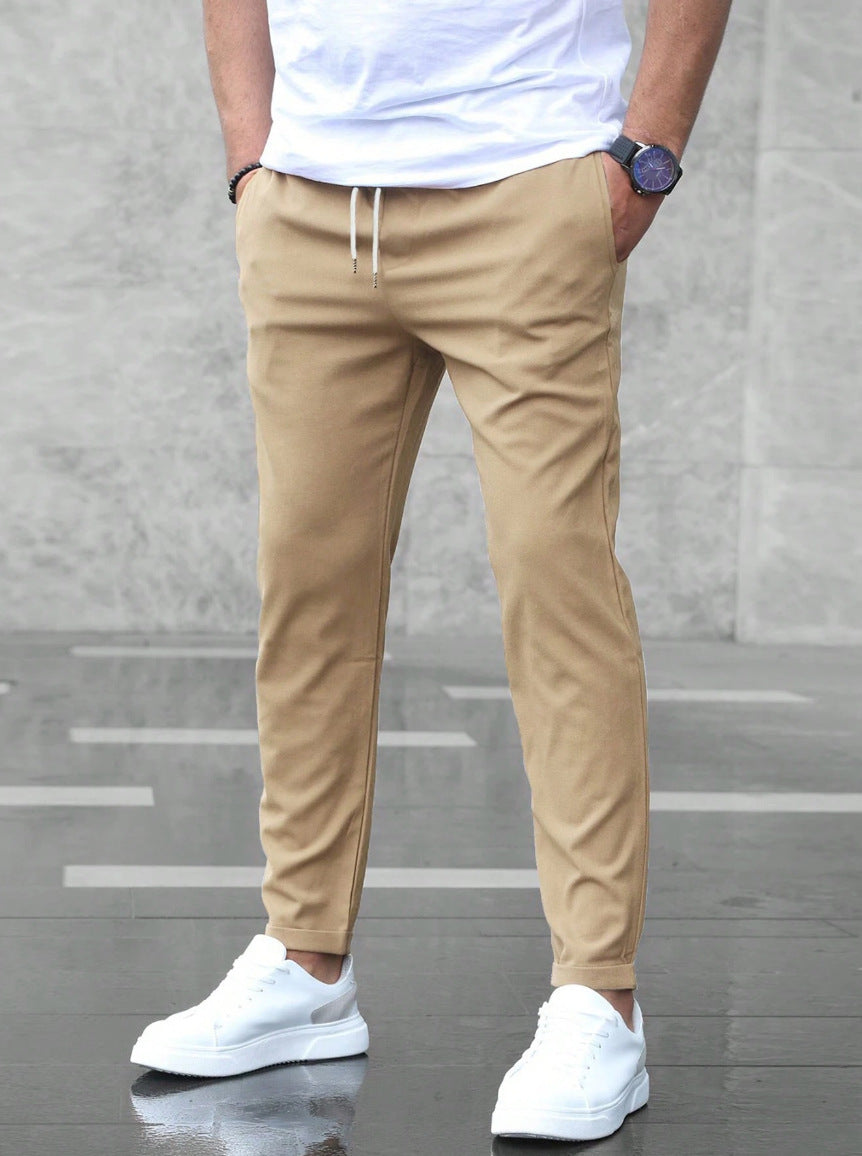 Loom & Soul™ Men’s Slim Fit Drawstring Pants – Casual Mid-Waist Trousers with Pockets