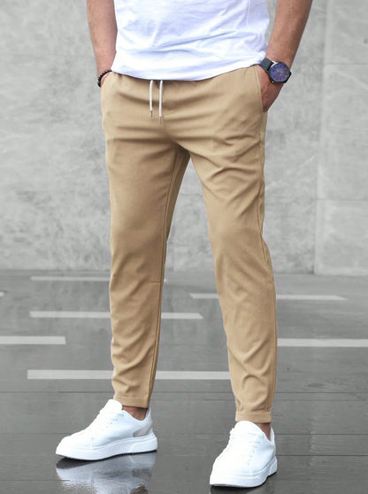 Loom & Soul™ Men’s Slim Fit Drawstring Pants – Casual Mid-Waist Trousers with Pockets
