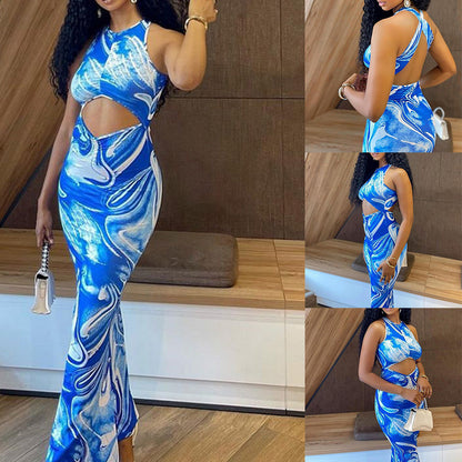 Backless Sleeveless Gradient Party Dress – Sexy Summer Club Dress