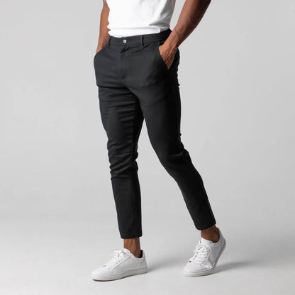 Pantalon de costume ajusté Loom & Soul™ pour homme – Pantalon uni élégant avec taille élastique et poches