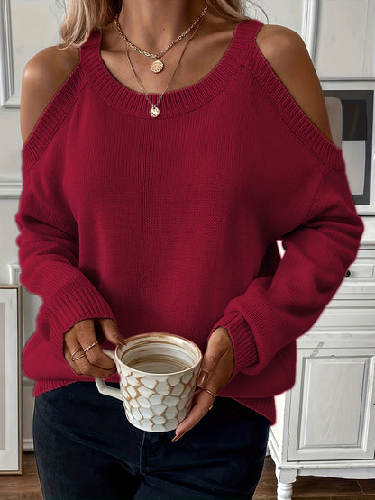 Women’s Elegant Crew Neck Pullover – Soft Knit Fall/Winter Sweater