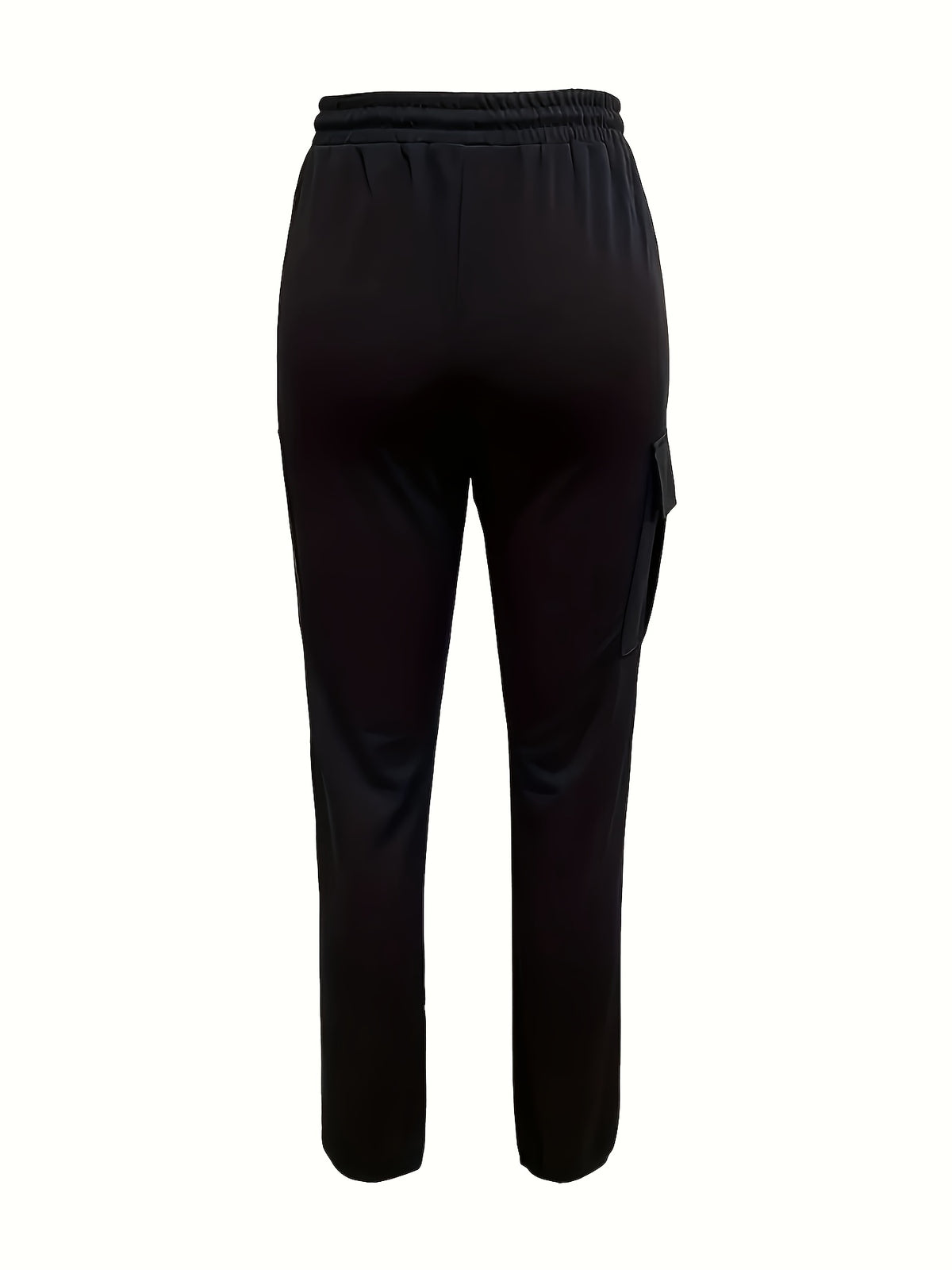 Women’s Black Cargo Pants – Elastic Drawstring Workwear Trousers