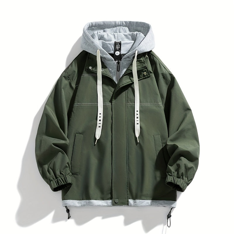 Veste zippée color block Loom & Soul pour homme – Coupe-vent léger à capuche