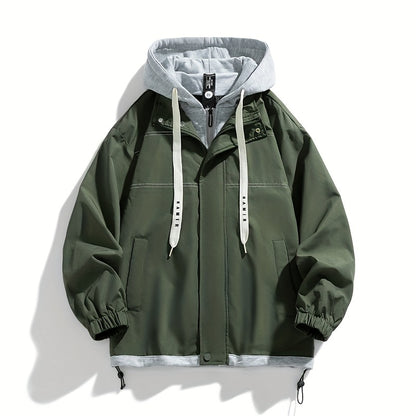 Veste zippée color block Loom & Soul pour homme – Coupe-vent léger à capuche