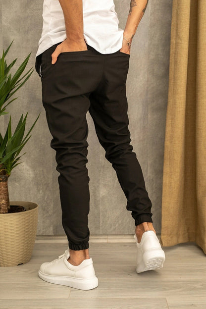 Pantalon décontracté en tissu de costume pour homme Loom & Soul – Pantalon cigarette coupe slim avec ceinture et taille mi-haute pour toutes les saisons