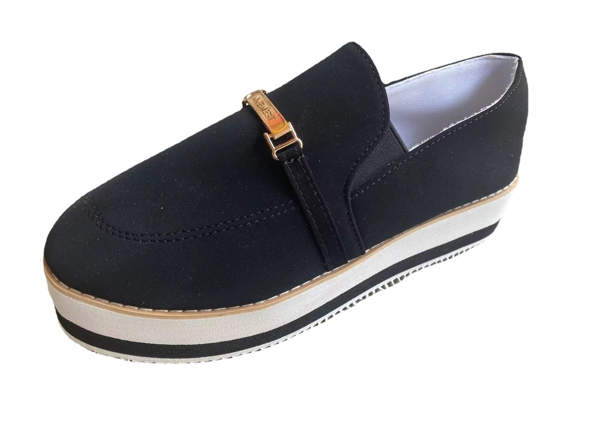 Loom & Soul™ Women’s Slip-On Platform Sneakers – Casual PU Leather Flats with Low Wedge Comfort Sole