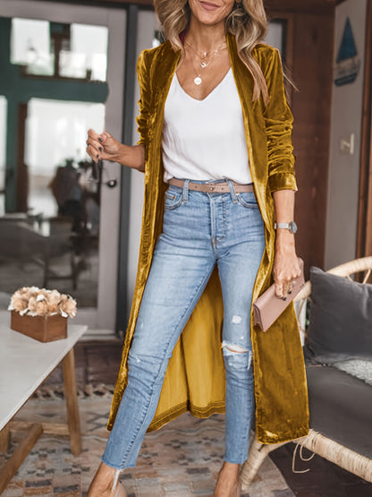Veste longue Golden Fleece – Manteau élégant tricoté et doux pour femme, Automne/Hiver