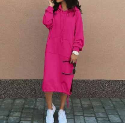 Women’s Hooded Long Sweatshirt – Drawstring Pocket Casual Fit