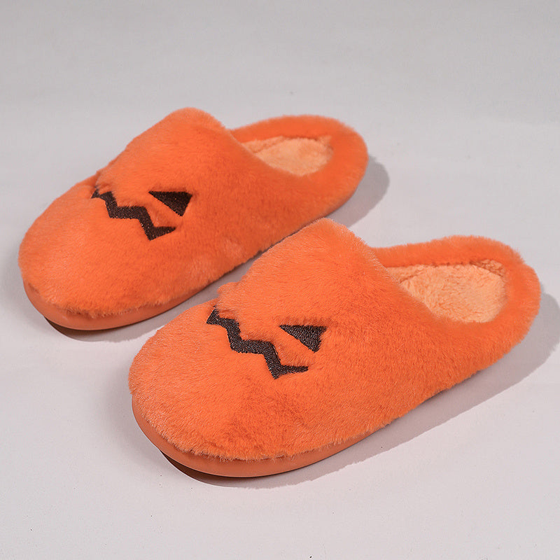 Pantuflas de calabaza de Halloween Loom & Soul – Pantuflas de invierno cálidas y afelpadas para mujer, zapatillas cómodas antideslizantes para el hogar (