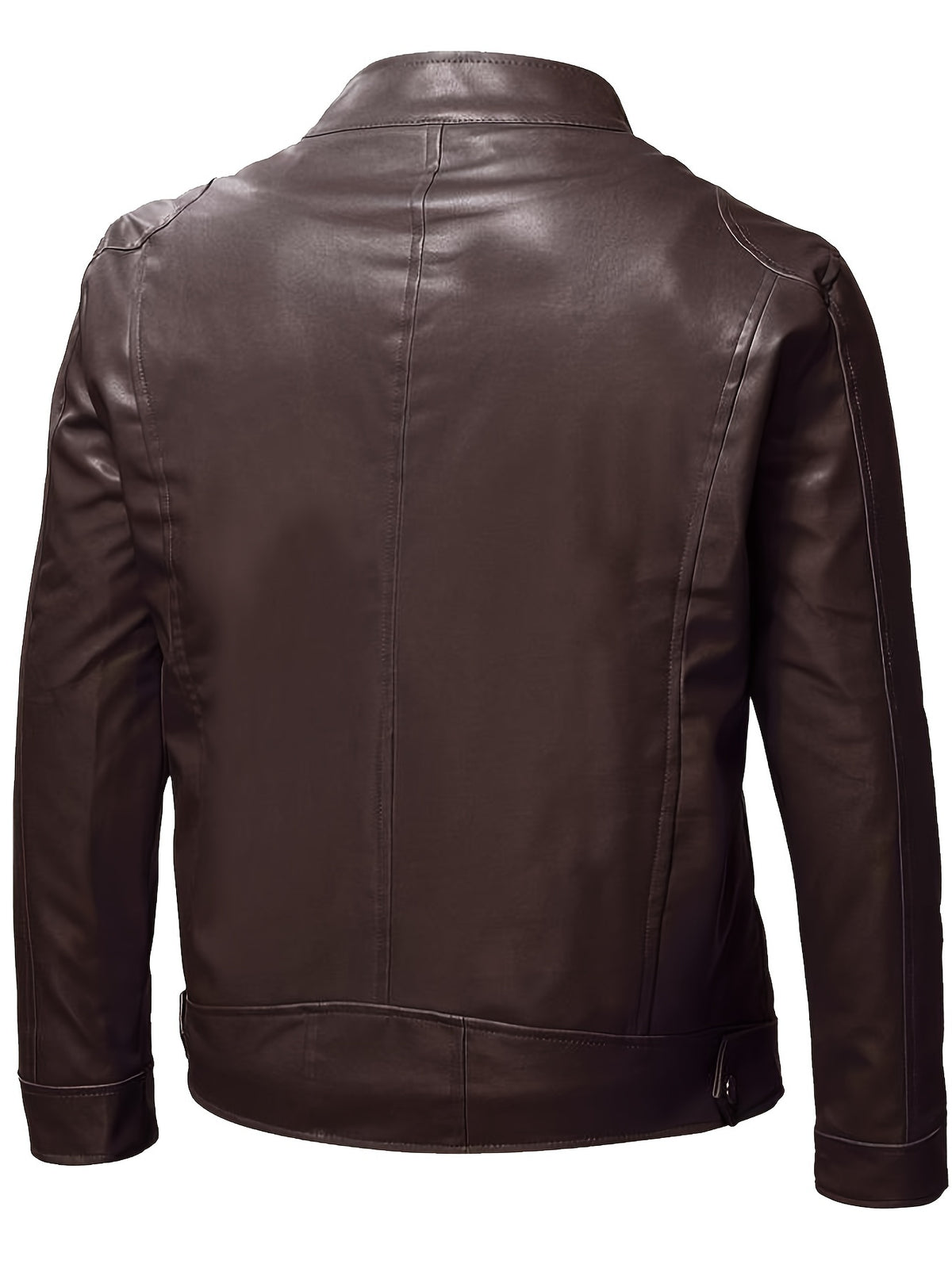 Men’s Windproof PU Jacket – Stand Collar Motorcycle Street Coat