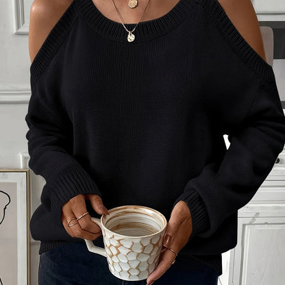 Women’s Elegant Crew Neck Pullover – Soft Knit Fall/Winter Sweater