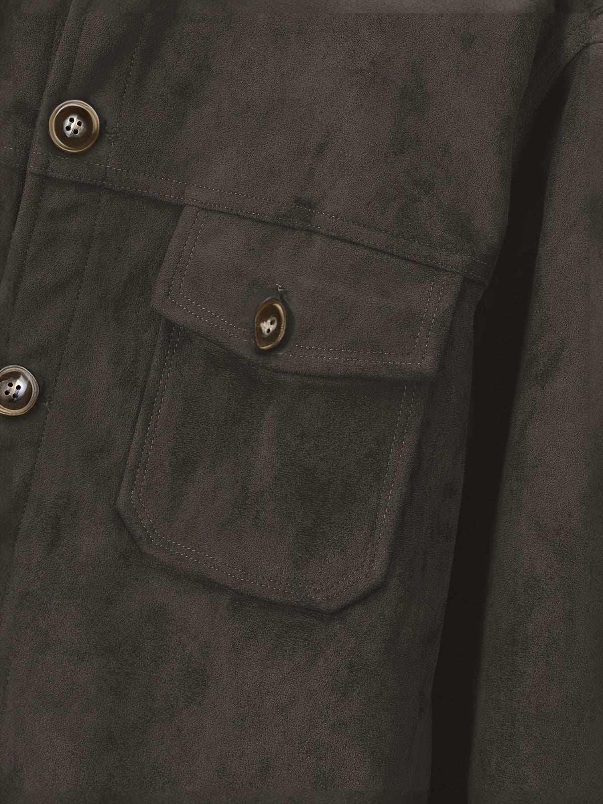 Veste en faux daim pour homme – Manteau décontracté à col montant boutonné