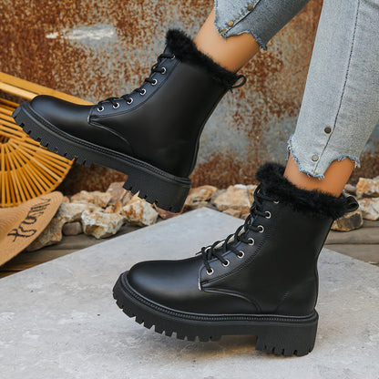 Botines de Forro Polar para Mujer – Calzado de Invierno Elegante con Cremallera y Plataforma